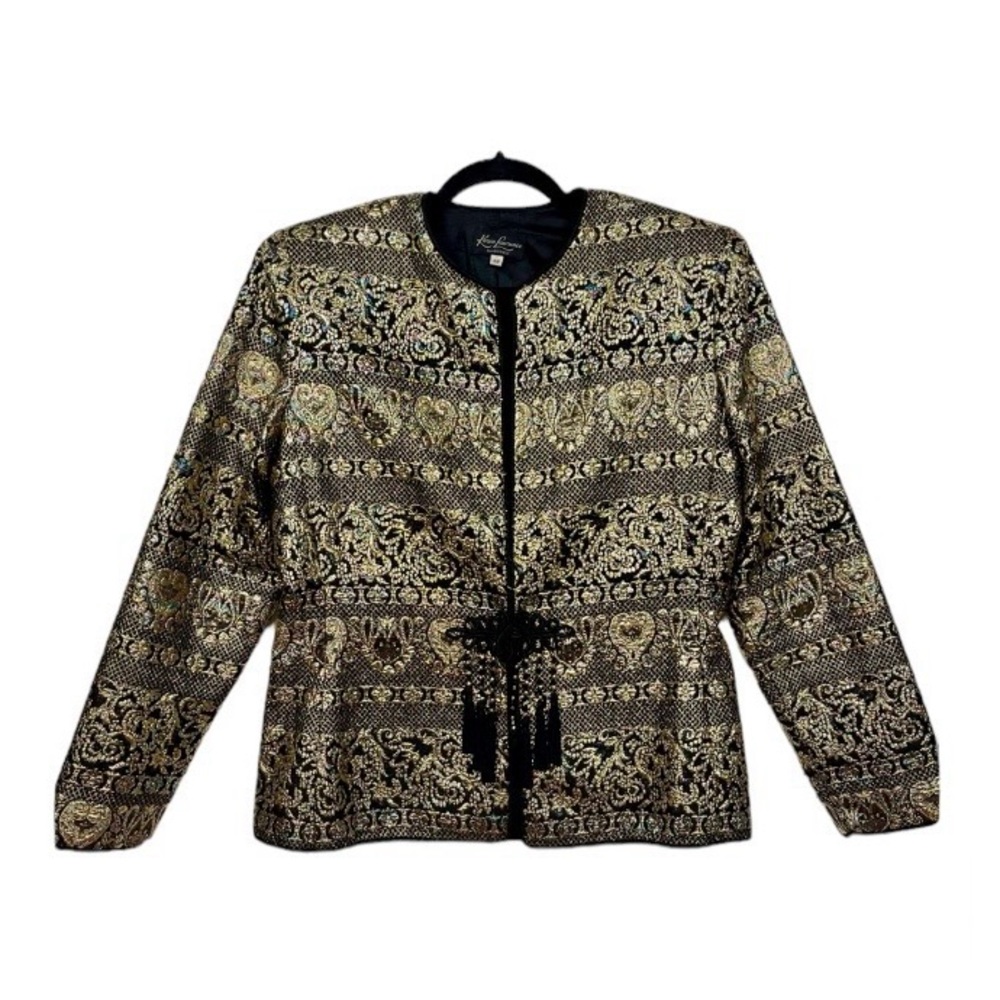 Karen Lawrence by Matthew Gold & Black Embroidered Blazer with Tank, Size 12